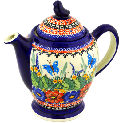 Polish Pottery Tea or Coffee Pot 52 oz Spring Splendor UNIKAT