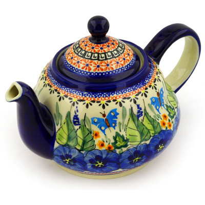 Polish Pottery Tea or Coffee Pot 52 oz Spring Splendor UNIKAT