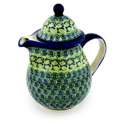 Polish Pottery Tea or Coffee Pot 57 oz Emerald Forest