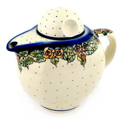 Polish Pottery Tea or Coffee Pot 57 oz Red Cabbage Roses