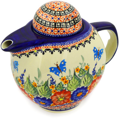 Polish Pottery Tea or Coffee Pot 57 oz Spring Splendor UNIKAT