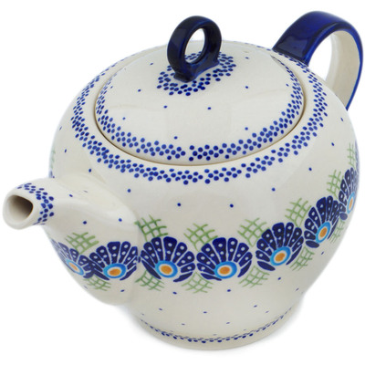 Polish Pottery Tea or Coffee Pot 59 oz Tail Feathers