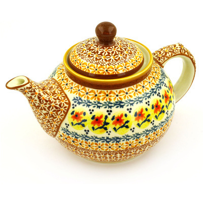 Polish Pottery Tea or Coffee Pot 6 Cup Autumn Festival
