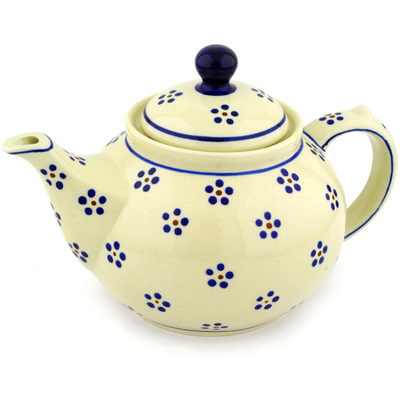 Polish Pottery Tea or Coffee Pot 6 Cup Daisy Dots