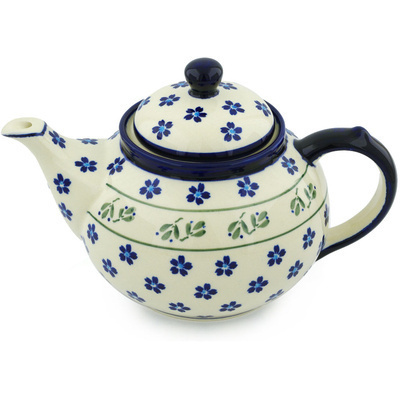 Polish Pottery Tea or Coffee Pot 6 Cup Daisy Field