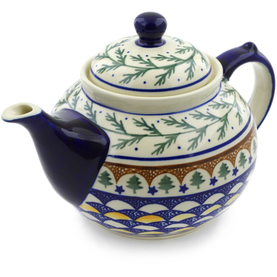 Polish Pottery Tea or Coffee Pot 6 Cup Pine Boughs