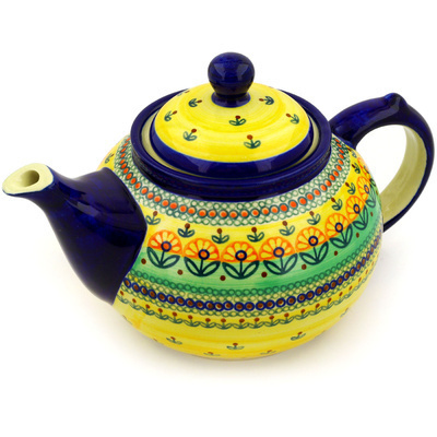Polish Pottery Tea or Coffee Pot 6 Cup Prairie Sunrise UNIKAT