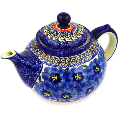 Polish Pottery Tea or Coffee Pot 6 Cup Regal Bouquet UNIKAT