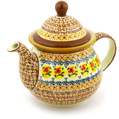 Polish Pottery Tea or Coffee Pot 6 cups Autumn Festival