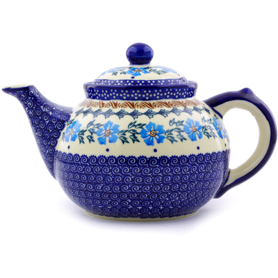 Polish Pottery Tea or Coffee Pot 6 cups Blue Cornflower