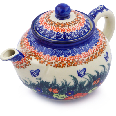 Polish Pottery Tea or Coffee Pot 6 cups Butterfly Splendor UNIKAT