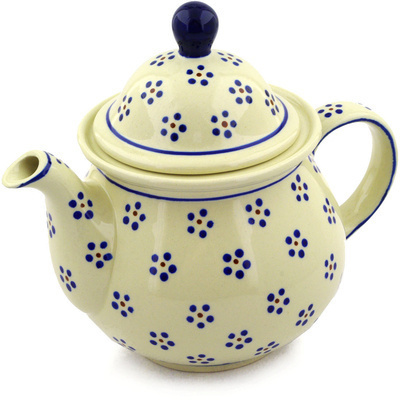 Polish Pottery Tea or Coffee Pot 6 cups Daisy Dots