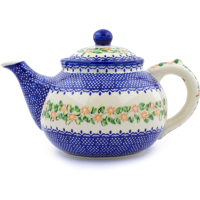 Polish Pottery Tea or Coffee Pot 6 cups Elegant Garland