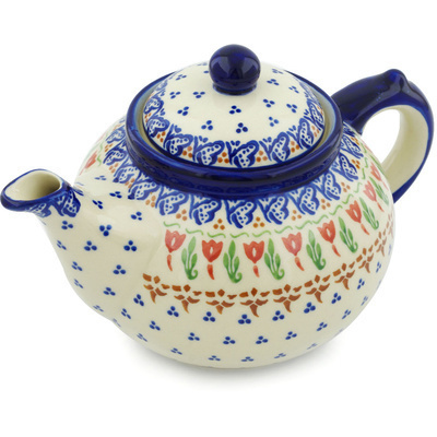 Polish Pottery Tea or Coffee Pot 6 cups Fluttering Tulips