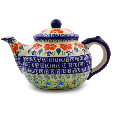 Polish Pottery Tea or Coffee Pot 6 cups Grecian Fields