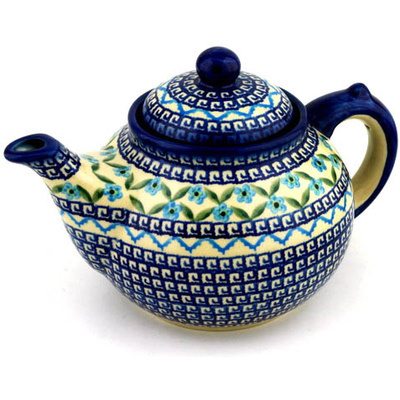 Polish Pottery Tea or Coffee Pot 6 cups Greek Daisies