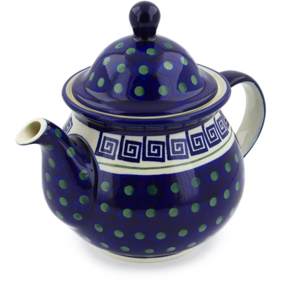 Polish Pottery Tea or Coffee Pot 6 cups Greek Key