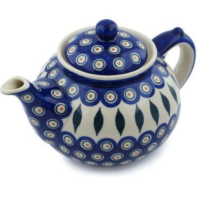Polish Pottery Tea or Coffee Pot 6 cups Peacock