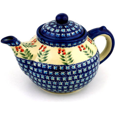 Polish Pottery Tea or Coffee Pot 6 cups Red Berries