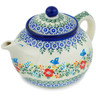 Polish Pottery Tea or Coffee Pot 6 cups Ring Of Meadow Flowers