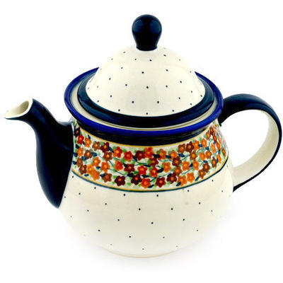 Polish Pottery Tea or Coffee Pot 6 cups Russett Floral
