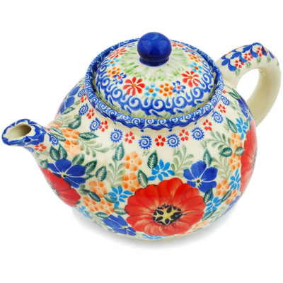 Polish Pottery Tea or Coffee Pot 6 cups Tangles Of Beauty UNIKAT