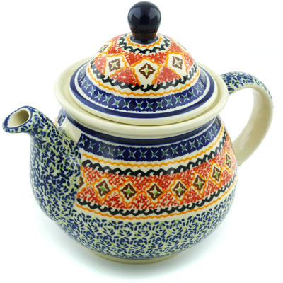 Polish Pottery Tea or Coffee Pot 6 cups Tantalizing Tribal
