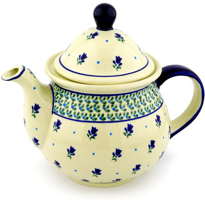 Polish Pottery Tea or Coffee Pot 6 cups Violet Tulips