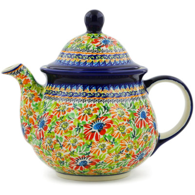 Polish Pottery Tea or Coffee Pot 6 cups Warm Fields UNIKAT