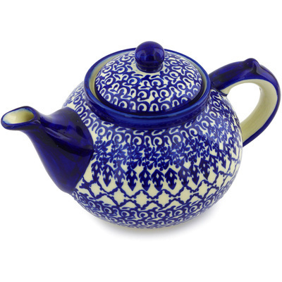 Polish Pottery Tea or Coffee Pot 6 cups Winter Blue