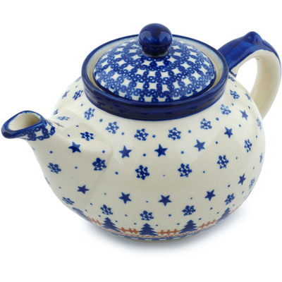 Polish Pottery Tea or Coffee Pot 6 cups Winter Snow