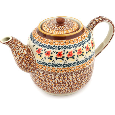 Polish Pottery Tea or Coffee Pot 60 oz Autumn Festival