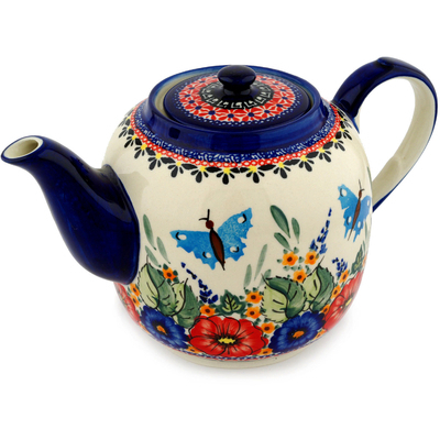 Polish Pottery Tea or Coffee Pot 60 oz Spring Splendor UNIKAT