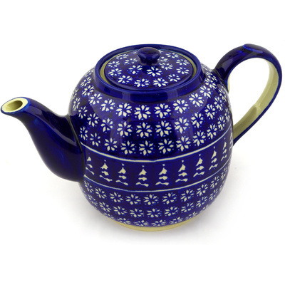 Polish Pottery Tea or Coffee Pot 60 oz Winter Night