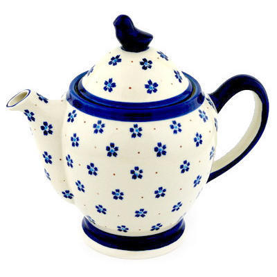 Polish Pottery Tea or Coffee Pot 62 oz Daisy Field
