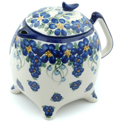 Polish Pottery Tea or Coffee Pot 62 oz Field Of Blue UNIKAT