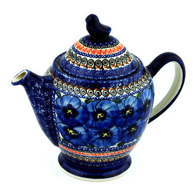 Polish Pottery Tea or Coffee Pot 62 oz Regal Bouquet UNIKAT