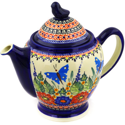 Polish Pottery Tea or Coffee Pot 62 oz Spring Splendor UNIKAT