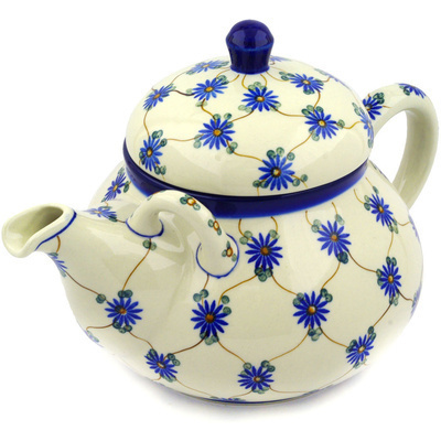 Polish Pottery Tea or Coffee Pot 68 oz Aster Trellis