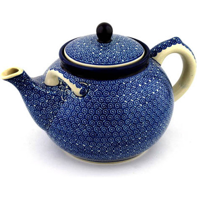 Polish Pottery Tea or Coffee Pot 7 cups Baltic Blue