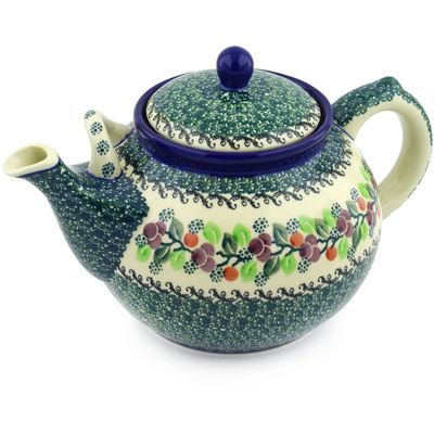 Polish Pottery Tea or Coffee Pot 7 cups Berry Garland