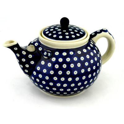 Polish Pottery Tea or Coffee Pot 7 cups Blue Eyes