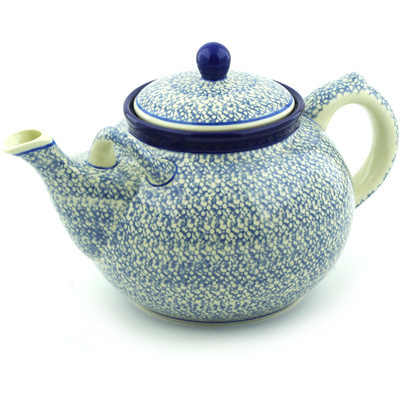 Polish Pottery Tea or Coffee Pot 7 cups Blue Frenzy
