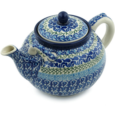 Polish Pottery Tea or Coffee Pot 7 cups Blue Passion