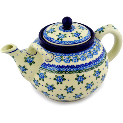 Polish Pottery Tea or Coffee Pot 7 cups Bluebuds
