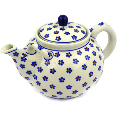 Polish Pottery Tea or Coffee Pot 7 cups Daisy Dots
