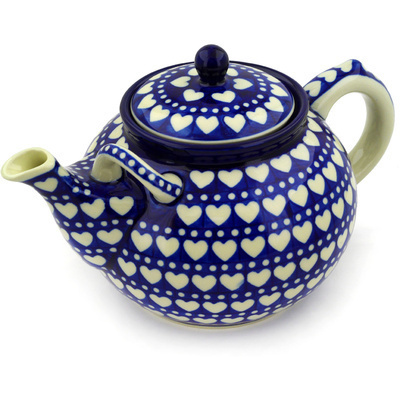 Polish Pottery Tea or Coffee Pot 7 cups Heart To Heart