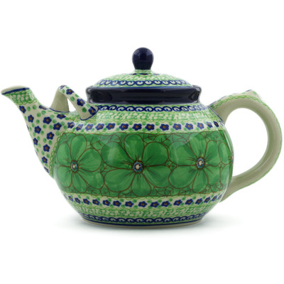 Polish Pottery Tea or Coffee Pot 7 cups Key Lime Dreams UNIKAT