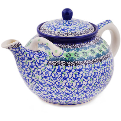 Polish Pottery Tea or Coffee Pot 7 cups Kiwi Flower