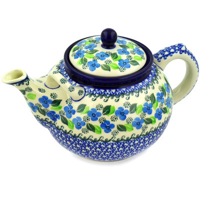 Polish Pottery Tea or Coffee Pot 7 cups Lime Flower